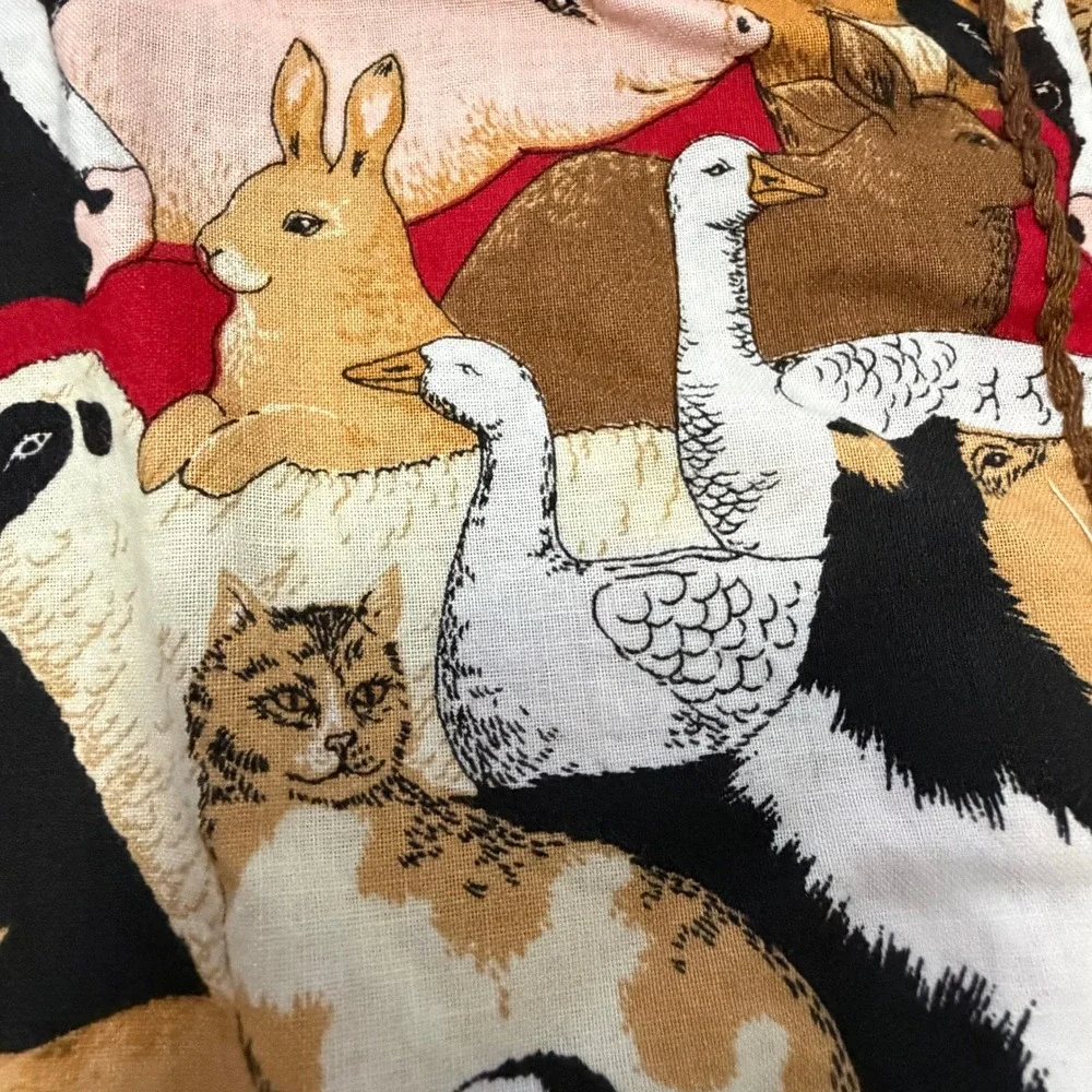 Handmade‎ Farm Animal Print Apron Multicolor with Brown Thread
